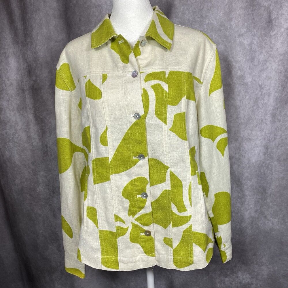 Chicos Jacket Womens Size 1 Floral Lightweight 100% Raime Size 8 Summer Spring